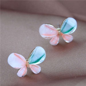 Colorful Resin Butterfly Sweet Fashion Women Stud Earrings