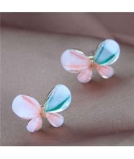 Colorful Resin Butterfly Sweet Fashion Women Stud Earrings
