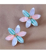 Korean Fashion Colorful Flower Design High Fashion Women Alloy Stud Earrings