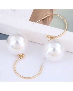 Unique Pearl Design Korean Fashion Sweet Style Women Costume Earrings - White