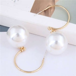Unique Pearl Design Korean Fashion Sweet Style Women Costume Earrings - White