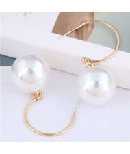 Unique Pearl Design Korean Fashion Sweet Style Women Costume Earrings - White