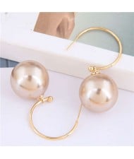 Unique Pearl Design Korean Fashion Sweet Style Women Costume Earrings - Golden
