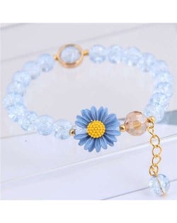 Daisy Decorated Resin Beads High Fashion Women Costume Bracelet - Blue