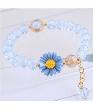 Daisy Decorated Resin Beads High Fashion Women Costume Bracelet - Blue