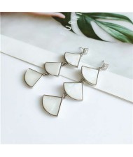 Unique Triple Ginkgo Leaves Design Korean Fashion Women Dangling Earrings - Silver