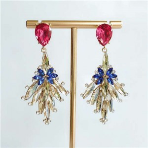 Vintage Geometric Flower Design Costume Fashion Women Stud Earrings
