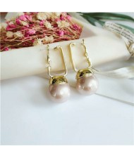 Simple Pearl Fashion Golden Women Ear Clips - Champagne
