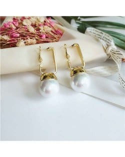 Simple Pearl Fashion Golden Women Ear Clips - White