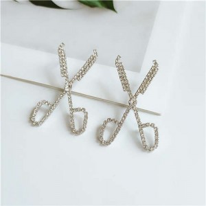 Scissors Design Korean Fashion Women Alloy Stud Earrings - Silver