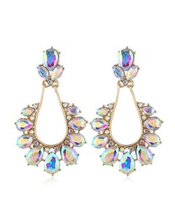Glamourous Shining Waterdrop Design Graceful Fashion Women Alloy Earrings - White