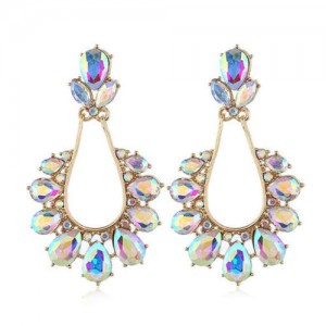 Glamourous Shining Waterdrop Design Graceful Fashion Women Alloy Earrings - White