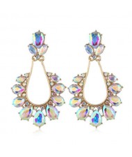 Glamourous Shining Waterdrop Design Graceful Fashion Women Alloy Earrings - White