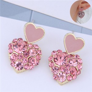Korean Fashion Peach Heart Bold Fashion Women Errings - Pink