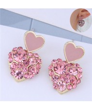 Korean Fashion Peach Heart Bold Fashion Women Errings - Pink