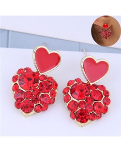 Korean Fashion Peach Heart Bold Fashion Women Ear Clips - Red