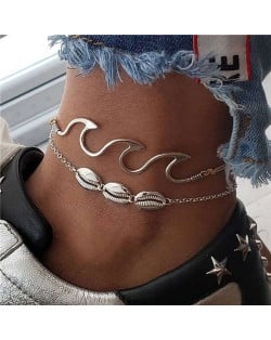 Seashell and Waves 2 pcs Combo Punk Fashion Bracelets