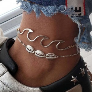 Seashell and Waves 2 pcs Combo Punk Fashion Bracelets