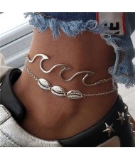 Seashell and Waves 2 pcs Combo Punk Fashion Bracelets