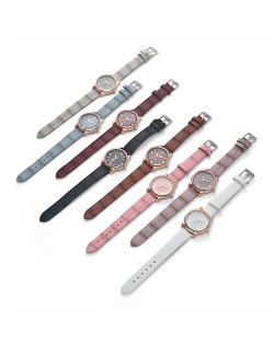 (8 Colors Available) 1 Piece Creative Gradient Color Arabic Numerals Index Fashion Design Women Wrist Watch