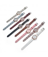 (8 Colors Available) 1 Piece Creative Gradient Color Arabic Numerals Index Fashion Design Women Wrist Watch