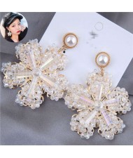 Luxurious Glistening Design Snowflake Bold Fashion Women Stud Earrings