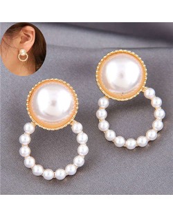 Pearl Fashion Small Hoop Design Elegant Style Women Stud Earrings