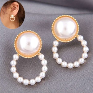 Pearl Fashion Small Hoop Design Elegant Style Women Stud Earrings