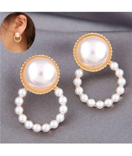 Pearl Fashion Small Hoop Design Elegant Style Women Stud Earrings