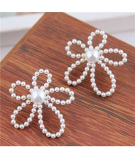Pearl Flower Design Korean Fashion Fair Lady Style Women Stud Earrings