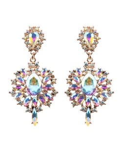 High Fashion Shining Waterdrop Floral Vintage Design Women Stud Earrings - Luminous Colorful