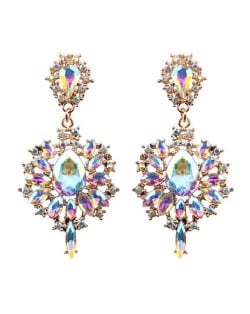 High Fashion Shining Waterdrop Floral Vintage Design Women Stud Earrings - Luminous Colorful