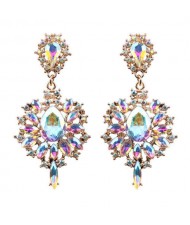 High Fashion Shining Waterdrop Floral Vintage Design Women Stud Earrings - Luminous Colorful