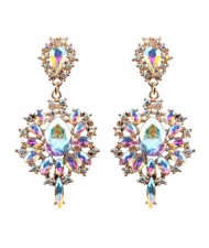 High Fashion Shining Waterdrop Floral Vintage Design Women Stud Earrings - Luminous Colorful