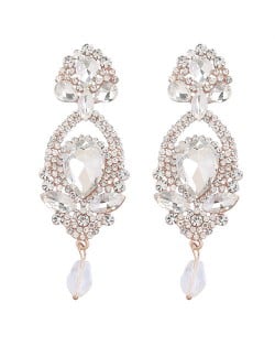 Online Celebrity Preferred Shining Fashion Rhinestone Hollow Waterdrop Design Women Alloy Earrings - Luminous Colorful