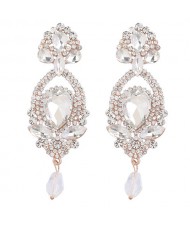 Online Celebrity Preferred Shining Fashion Rhinestone Hollow Waterdrop Design Women Alloy Earrings - Luminous Colorful