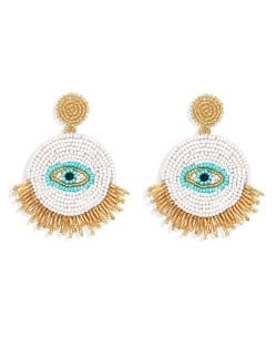 Mini Beads Creative Eye Design Bohemian Fashion Handmade Women Earrings - White
