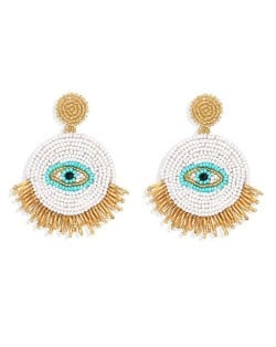 Mini Beads Creative Eye Design Bohemian Fashion Handmade Women Earrings - White