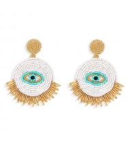 Mini Beads Creative Eye Design Bohemian Fashion Handmade Women Earrings - White