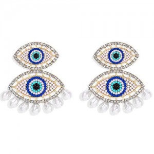 Rhinestone Embellished Mini Beads Dual Eyes Design Bohemian Fashion ...
