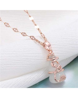 Lucky Gourd Pendant Korean Fashion Women Costume Necklace - Rose Gold