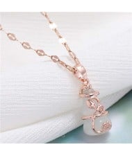 Lucky Gourd Pendant Korean Fashion Women Costume Necklace - Rose Gold