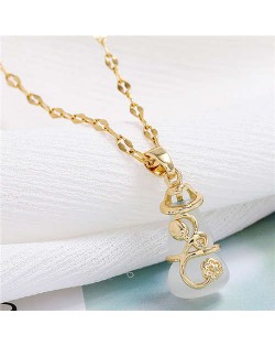 Lucky Gourd Pendant Korean Fashion Women Costume Necklace - Golden