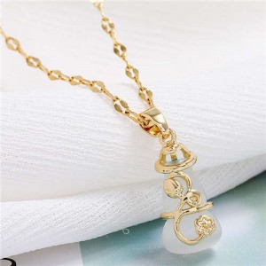 Lucky Gourd Pendant Korean Fashion Women Costume Necklace - Golden