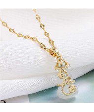 Lucky Gourd Pendant Korean Fashion Women Costume Necklace - Golden
