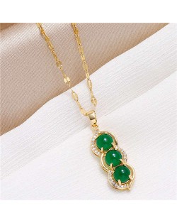 Gorgeous Pea Pendant Korean Fashion Women Copper Costume Necklace - Golden