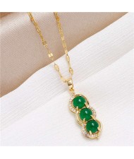Gorgeous Pea Pendant Korean Fashion Women Copper Costume Necklace - Golden