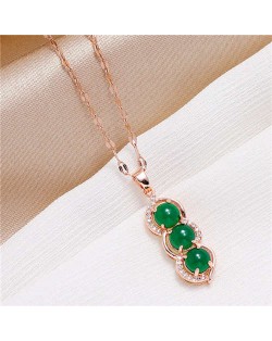Gorgeous Pea Pendant Korean Fashion Women Copper Costume Necklace - Rose Gold