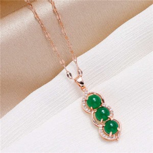 Gorgeous Pea Pendant Korean Fashion Women Copper Costume Necklace - Rose Gold