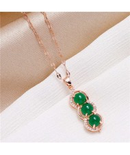 Gorgeous Pea Pendant Korean Fashion Women Copper Costume Necklace - Rose Gold